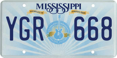 MS license plate YGR668