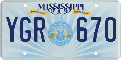MS license plate YGR670
