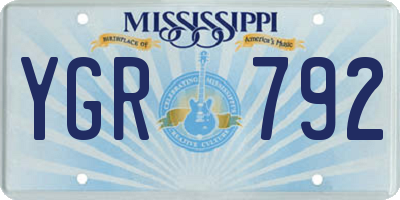 MS license plate YGR792