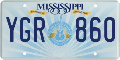 MS license plate YGR860