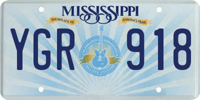 MS license plate YGR918