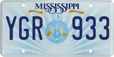 MS license plate YGR933