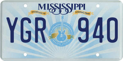 MS license plate YGR940