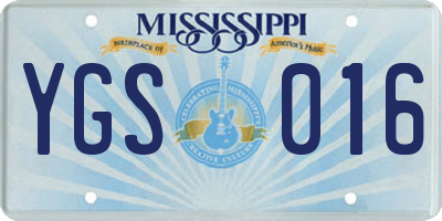 MS license plate YGS016