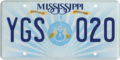 MS license plate YGS020