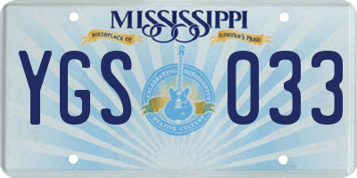 MS license plate YGS033