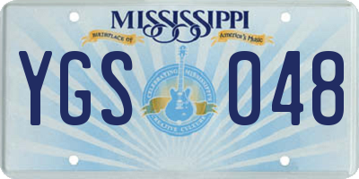 MS license plate YGS048