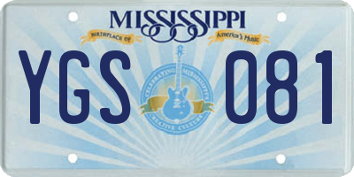 MS license plate YGS081