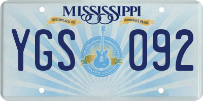 MS license plate YGS092