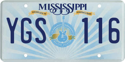 MS license plate YGS116