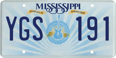 MS license plate YGS191
