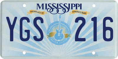 MS license plate YGS216