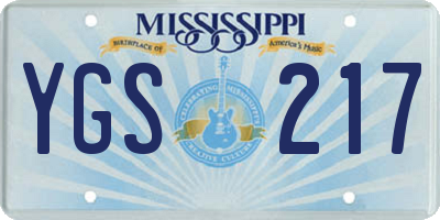 MS license plate YGS217