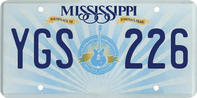 MS license plate YGS226