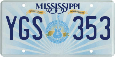 MS license plate YGS353