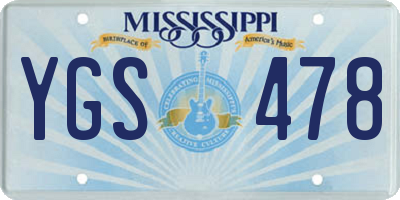 MS license plate YGS478