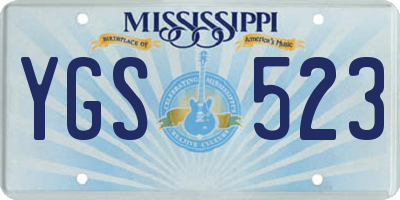 MS license plate YGS523