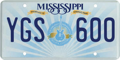 MS license plate YGS600
