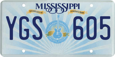MS license plate YGS605