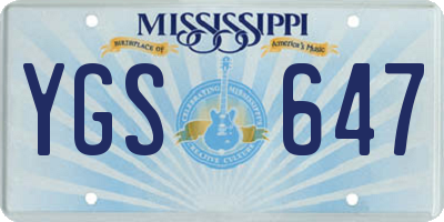 MS license plate YGS647
