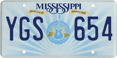 MS license plate YGS654