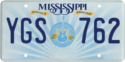 MS license plate YGS762