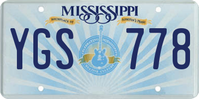 MS license plate YGS778