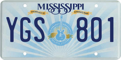 MS license plate YGS801