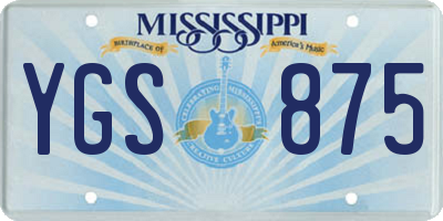 MS license plate YGS875