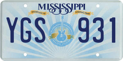 MS license plate YGS931
