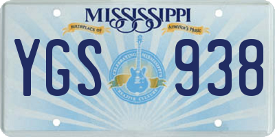 MS license plate YGS938