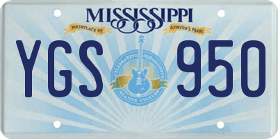 MS license plate YGS950