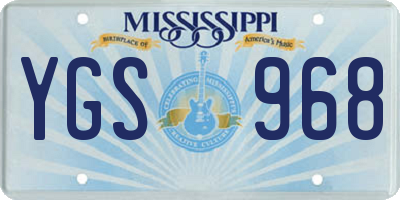 MS license plate YGS968