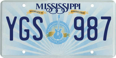 MS license plate YGS987