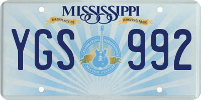 MS license plate YGS992