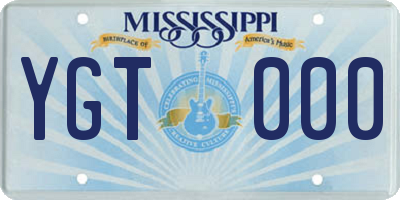 MS license plate YGT000