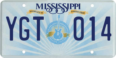 MS license plate YGT014