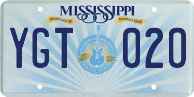MS license plate YGT020