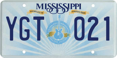 MS license plate YGT021