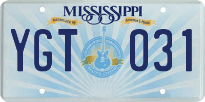 MS license plate YGT031