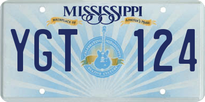 MS license plate YGT124