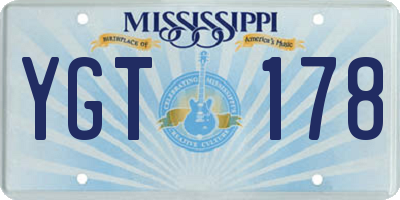 MS license plate YGT178