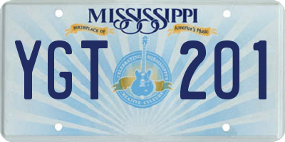 MS license plate YGT201
