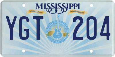 MS license plate YGT204