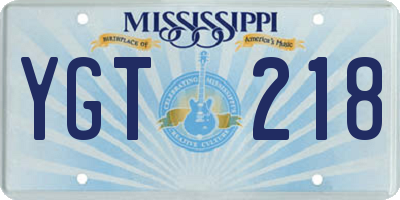 MS license plate YGT218