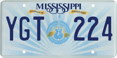 MS license plate YGT224