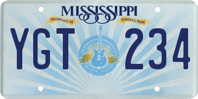 MS license plate YGT234