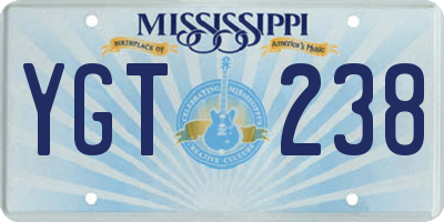 MS license plate YGT238