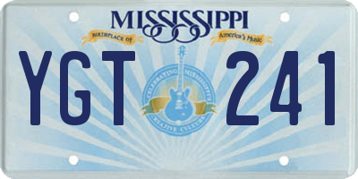 MS license plate YGT241
