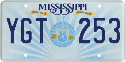 MS license plate YGT253